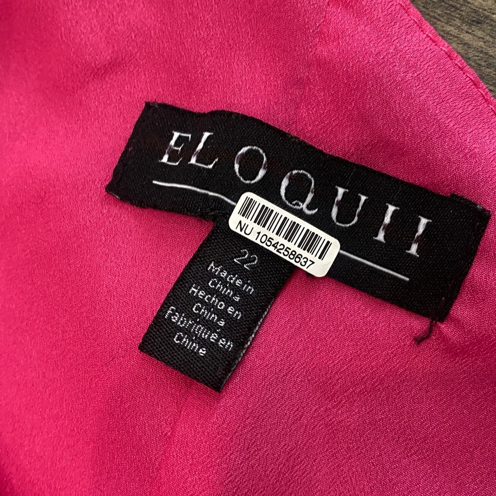 Eloquii Fringe Hem Satin Silk-Like One Shoulder Wrap Pink Plus Size Dress - Picture 6 of 6